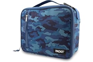PackIt Freezable Classic Lunch Box, Blue Camo, Built with EcoFreeze Technology, Collapsible, Reusable, Zip Closure With Zip Front Pocket and Buckle Handle, Designed for Lunches