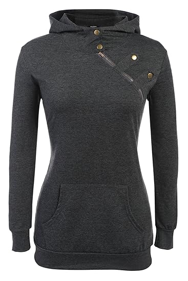 Zeagoo Women's Fashion Side Zip Funnel Neck Pullover Hoodie Sweatshirt