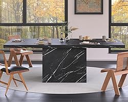 HSH 78” Black Dining Table for 6 to 8, Rectangle