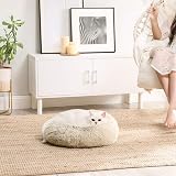 Feandrea Donut Dog Bed Cat Bed 50 cm Khaki Long Plush Removable Cover view 2
