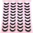 HBZGTLAD 20 Pairs 25 mm 3d Mink Lashes Bulk Faux with Custom Box Wispy Natural Mink Lashes Pack Short Wholesales Natural False Eyelashes (ja30)