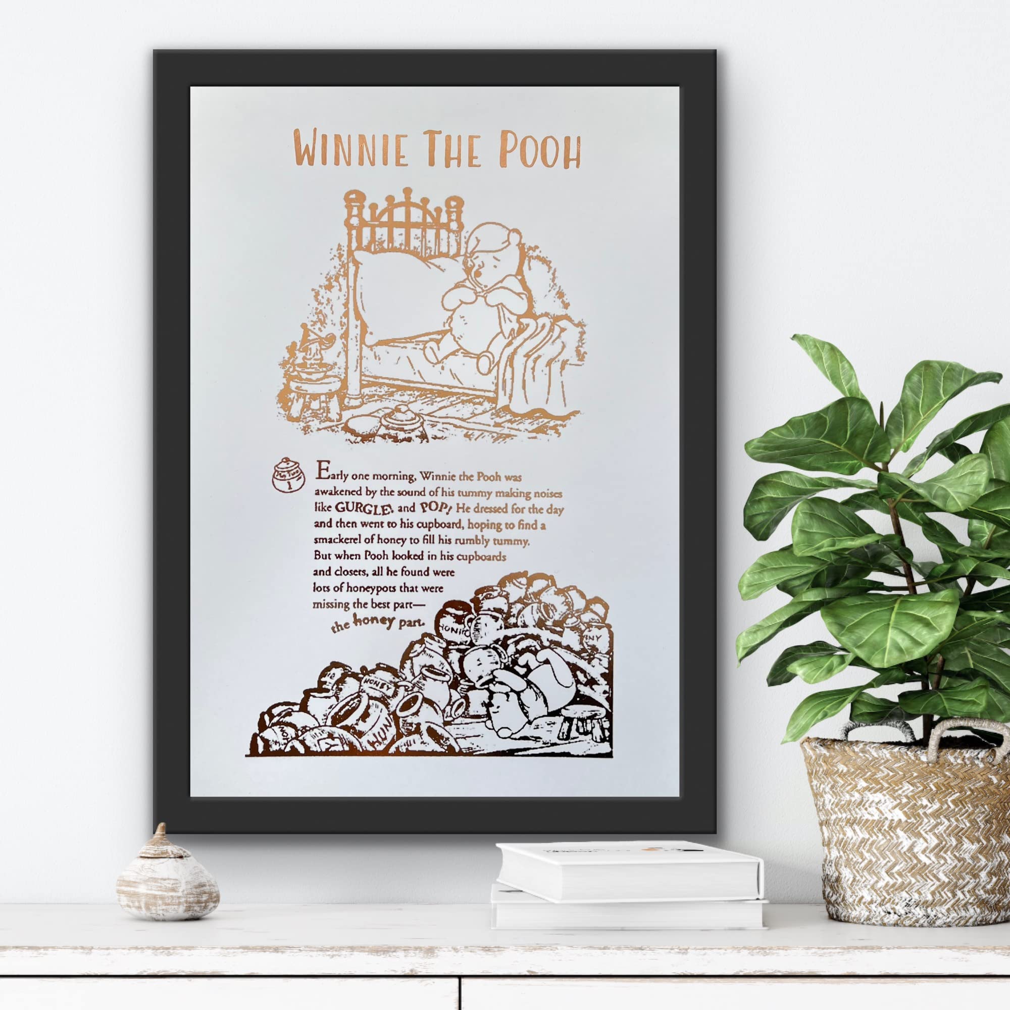 Winnie The Pooh Single Book Page Foil Print (A4 Unframed)