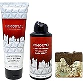 Bath & Body Works Men's Collection Immortal Body Cream and Body Spray Bundle with a Cabin Spice Bar Soap - Full Size