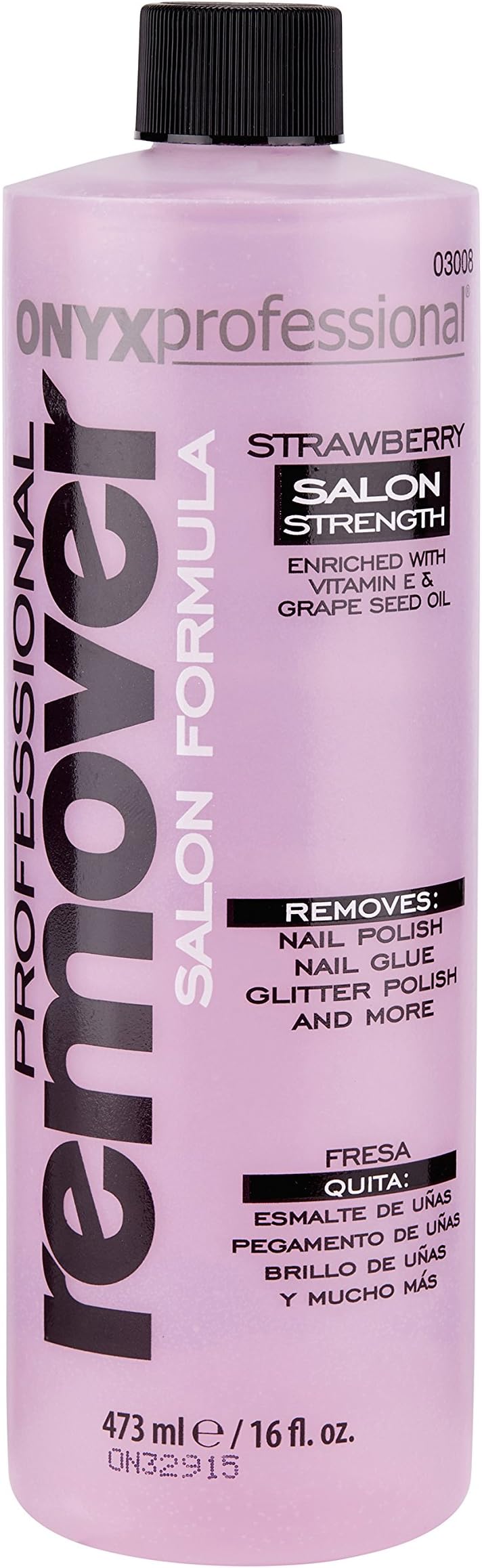 Onyx Professional 16oz Salon Strawberry Formula Nail Polish Remover Removes Polish, Nail Glue, Nail Glitter & Conditions Nails