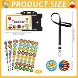 Tenare 7 Pcs Teacher Roleplay Set PVC ID Card Lanyard Cardholder Stickers view 2