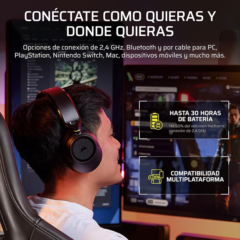 HS35 v3 Headset Gaming sem fios – Preto