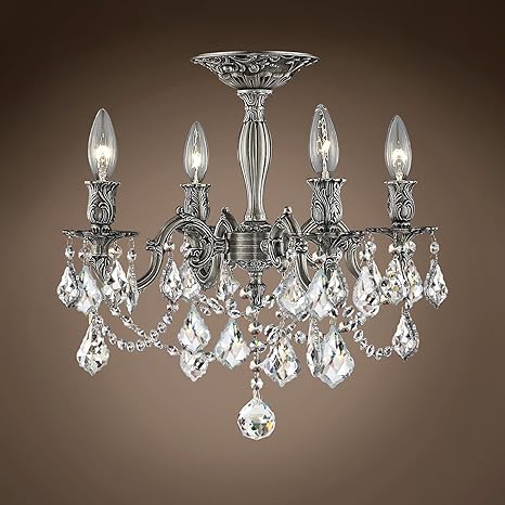 Traditional Versailles 4 Light 17 Crystal Semi Flush Mount