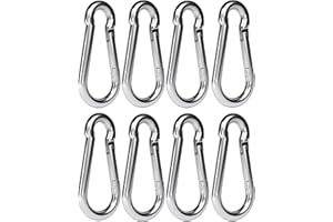 dimok Heavy Duty Carabiner Clips Stainless Galvanized Carbon Steel Spring Snap Hook Set for Camping Swing Boating Hammock Hiking 3 1/2 Inch