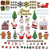 TIM CHESS 111PCS Mini Christmas Figurines Set, Hand-Painted Resin Miniatures for Crafts, Snow Globe Filler & Christmas Village Accessories, Santa Claus & Snowman Figurines, Trees, Stars, Gingerbread