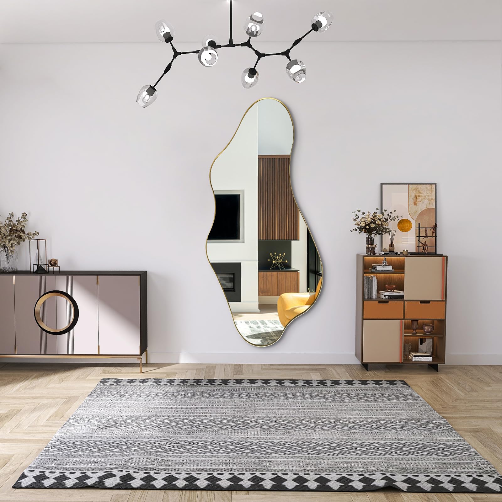 DAOYIJIAJU Large Irregular Mirror, Asymmetrical Mirrors Full Length, 55