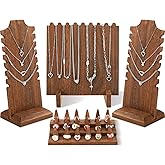 Jerify 4 Pieces Wood Necklace Display Holder Wood Plank Necklace Jewelry Display Ring Display for Selling Necklace Holder Stand Finger Ring Display for Jewelry Showcase Storage Home Display