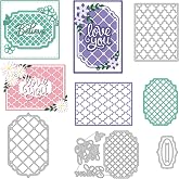 BENECREAT 4 Styles Net Lace Frame Cutting Dies, Grid Background Metal Cutting Dies for DIY Paper Craft Card Making Scrapbooking Decor