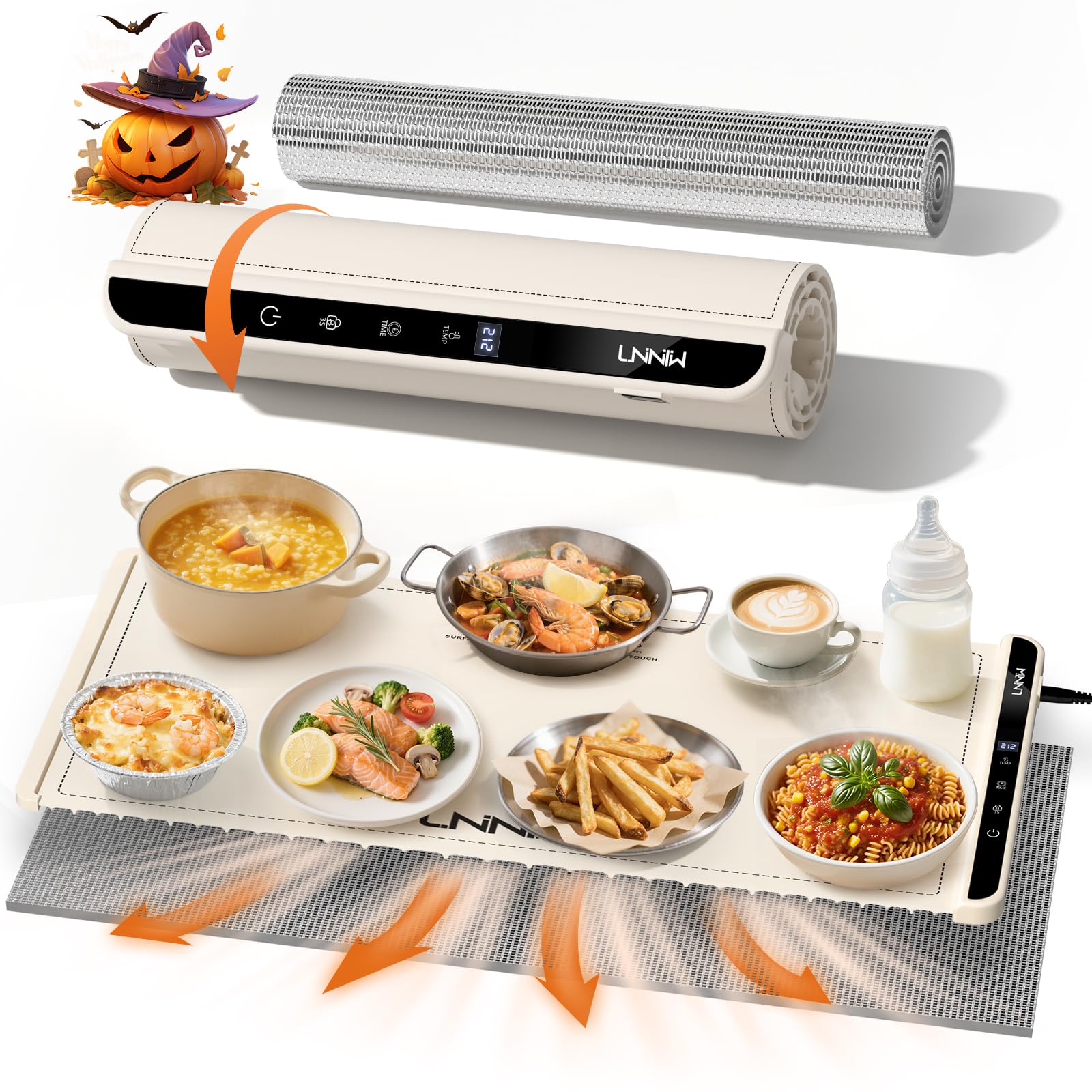 Photo 1 of Extra Large Food Warming Mat with Heat-Resistant Pad, 36X15 Inch, 6 Temperature & 6 Timer Settings, Child Lock Safety, Fits More Dishes for Family Dinners and Parties