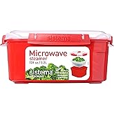 Sistema Microwave Food Steamer with Removable Steamer Basket | Large 3.2 L | Red/Clear