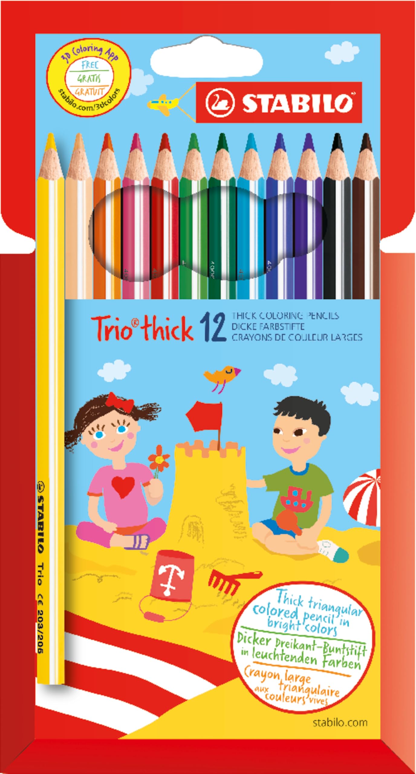 STABILO Trio thick - Triangular Colouring Pencil - Pack of 12 - Assorted Colours — image 1
