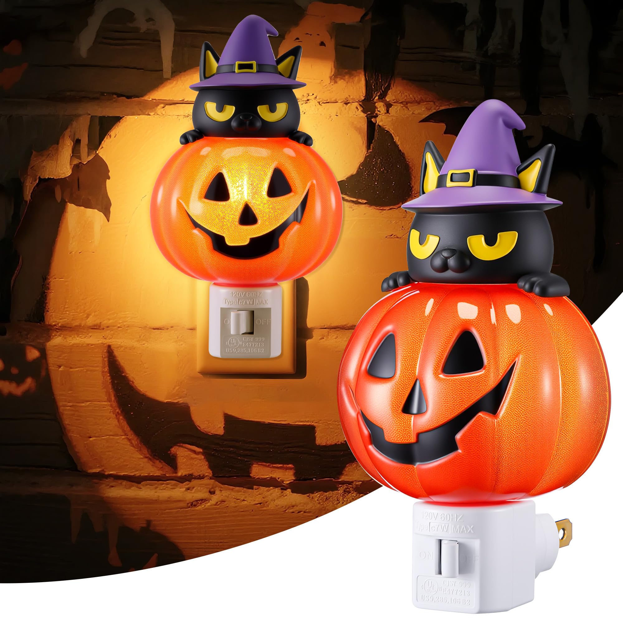 Photo 1 of Hohean Pumpkin Halloween Night Light, Plug in Night Light with UL Certification, LED Pumpkin Nightlight with 360° Rotatable, Halloween Party Decorations for Holiday Ambiance