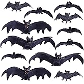 Max Fun 12pcs Halloween Hanging Bats Decorations Rubber Hanging Vampire Bats for Outdoors Halloween Party Favors Home Decor(5