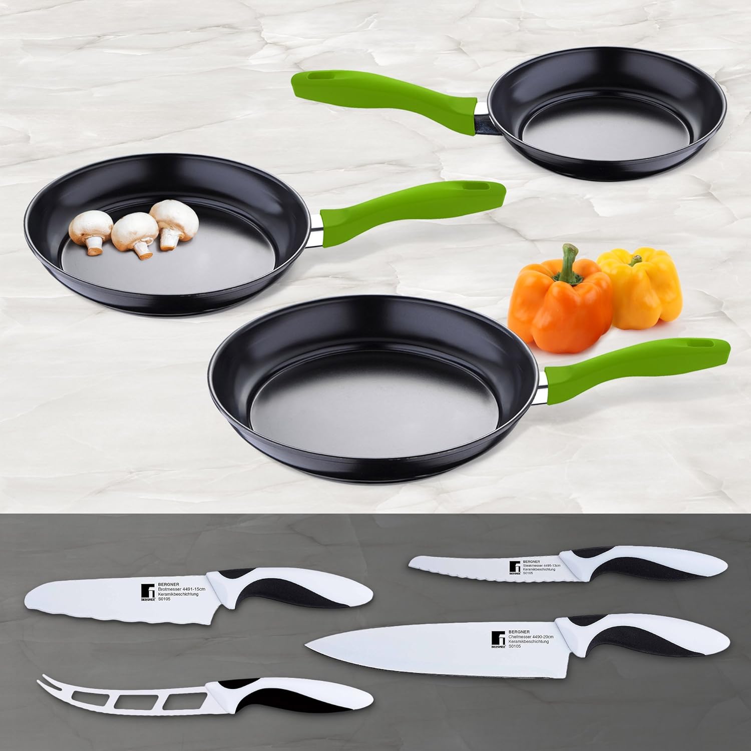 Chef Sauce Set de Sartenes con Mango, Acero, Verde, 3 cm: Amazon.es: Hogar