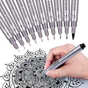 MISULOVE Precision Micro-Line Pens, Waterproof Archival Ink, Multiliner Fineliner Pens for Artist Illustration, Sketching, Technical Drawing, Calligraphy, Anime, Scrapbooking, 10/Size(Black)