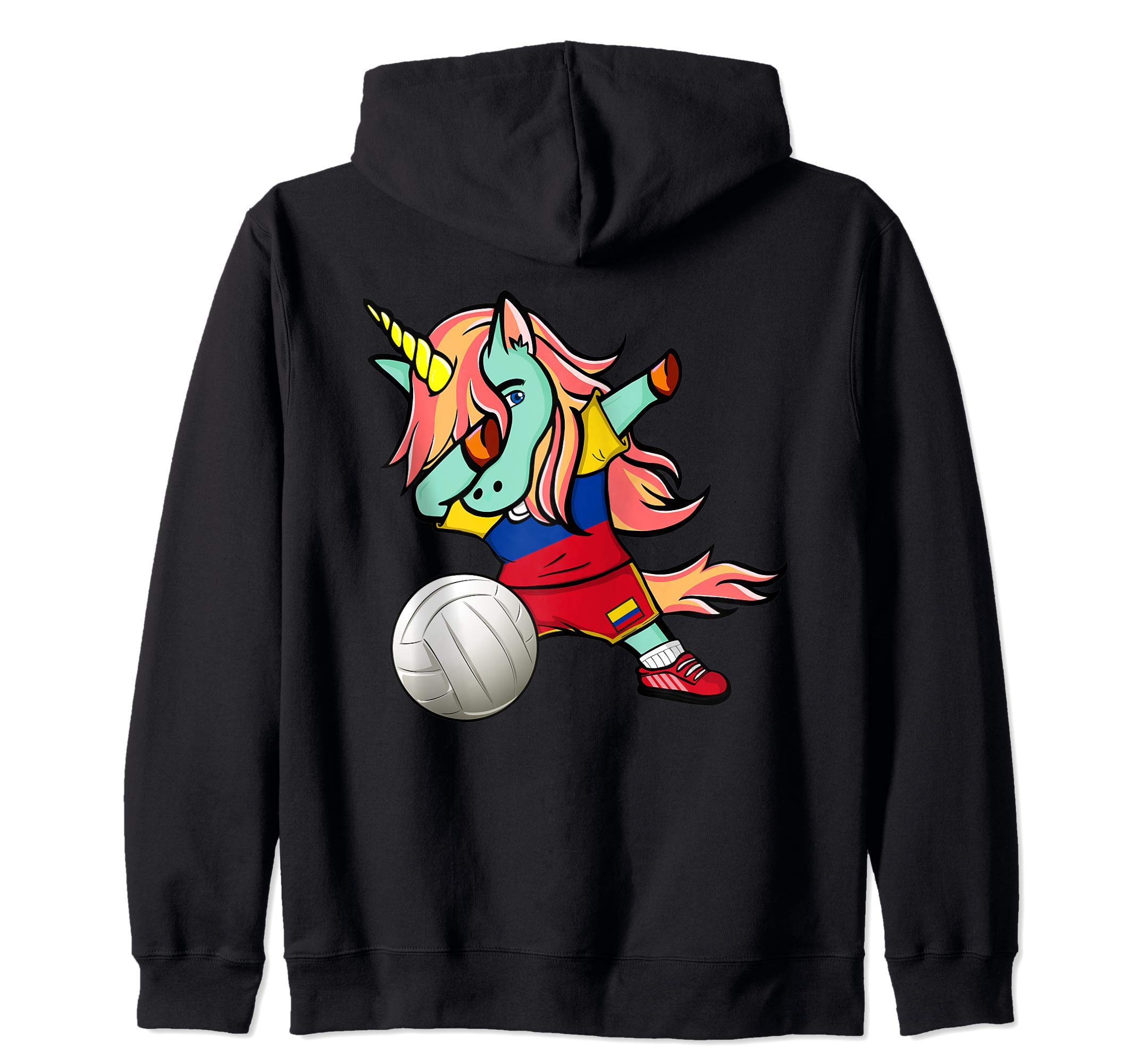 Dab Unicorn Colombia Volleyball Lovers Jersey Colombian Flag Zip Hoodie