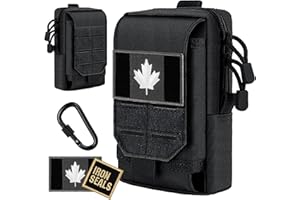 IronSeals Molle Pouch Multi-Purpose Tactical Compact Water-Resistant Utility Pouch with CA Flag Patch and D-Ring Gear Clip