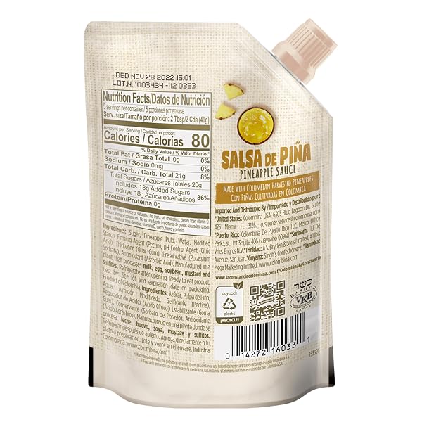 LA CONSTANCIA PINEAPPLE SALSA FRUIT SAUCE AND MARINADE SWEET TANGY PINEAPPLE DIP READY TO USE FOR TACOS RICE BOWLS SALADS AND MEAT, 7 OZ (PACK OF 1)