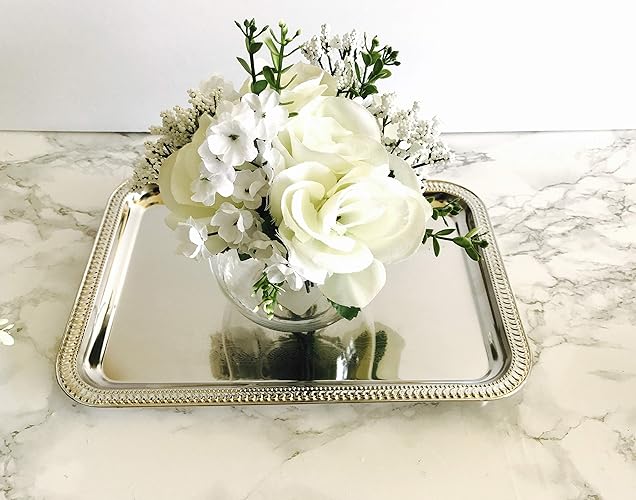 Wedding Centerpiece with silver tray,5 sets Bridal Shower Decorations,Baby Shower