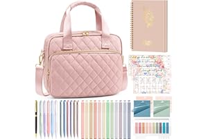 FLOE Bible Cover Case for Women, Large Bible Bag Bible Study Supplies Accessories Journaling Kit with Highlighters Tabs, Quilted Book Carrying Cases with Shoulder Strap, Christmas Christian Gifts for Women