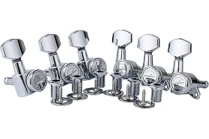 Guyker Guitar Locking Tuners (6 for Right) - 1:18 Lock String Tuning Key Pegs Machine Head with Hexagonal Handle Replacement for ST TL SG LP Style Electric, Folk or Acoustic Guitars - Chrome