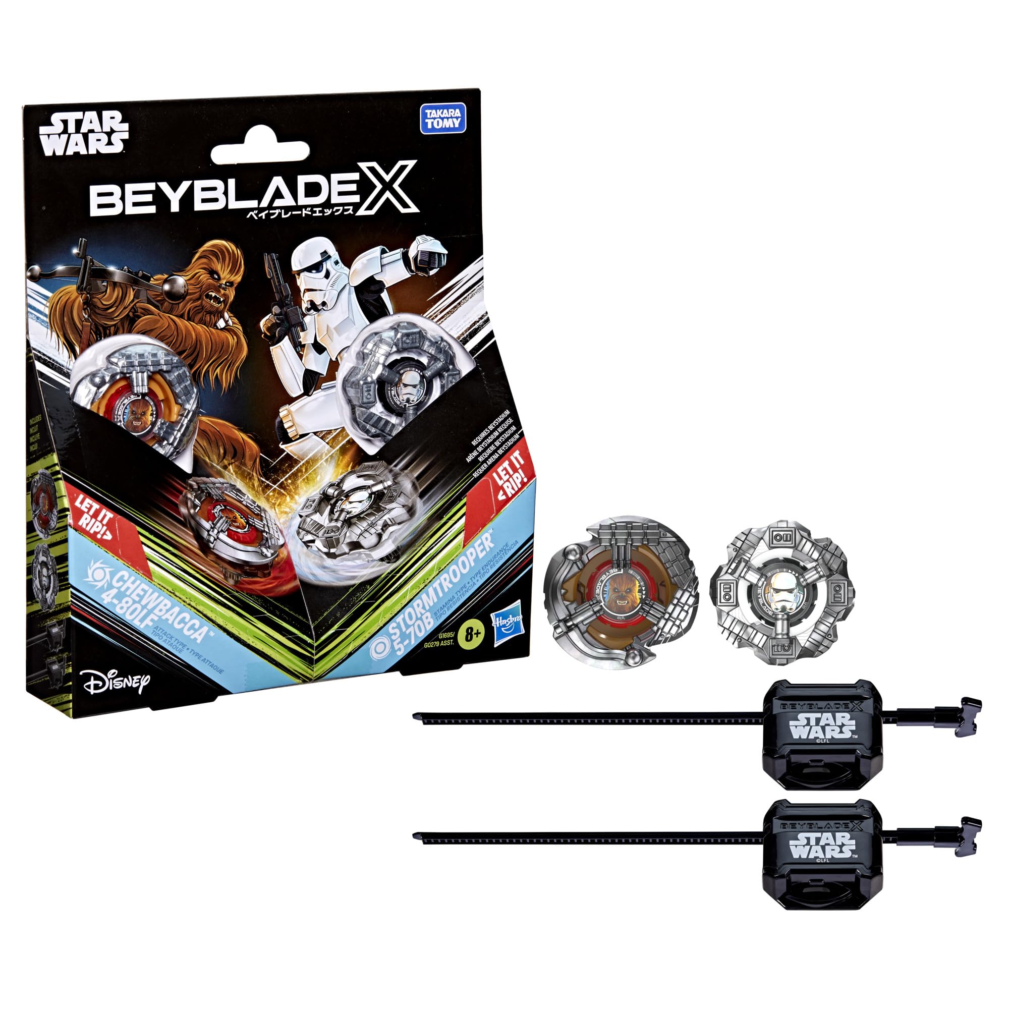 Beyblade X and Star Wars Collab, Chewbacca 4-80LF vs Stormtrooper 5-70B