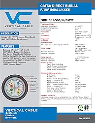 Vertical Cable CAT6A, Shielded Dual Jacket, Direct