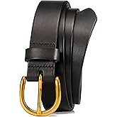 WOLFANT Womens Casual leather Jean Belt,1.1" Ladies Belt with Gold Buckle,100% Italian Full Grain Real Solid Leather