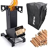 Collapsible Rocket Stove by StarBlue with FREE Carrying Bag - A Portable Wood Burning Camping Stove with Large Fuel Chamber B