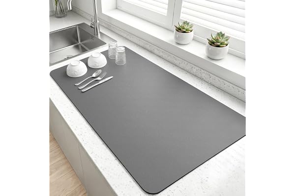 LOPNUR Kitchen Dish Drying Mat, 31.5"x17" Extra Large Dish Drying Mats for Kitchen Counter, Super Absorbent Dish Drying Pad,