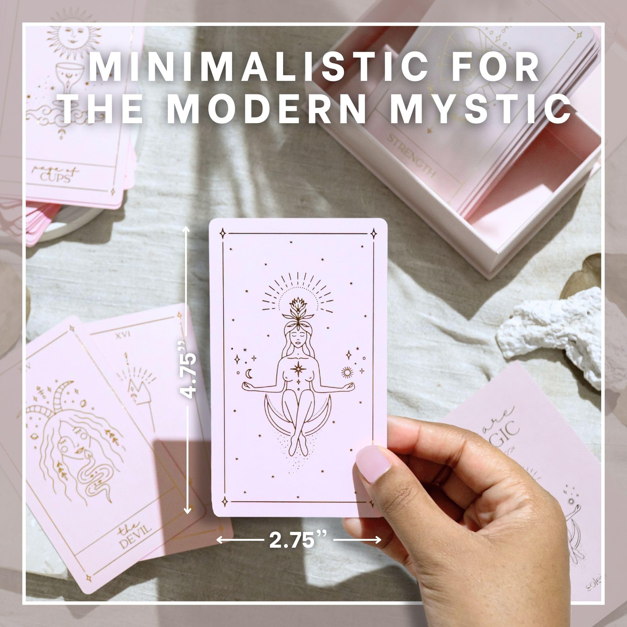 Soleia Original Tarot Card Deck with Guide Book & Box | 78 Gold Foil Tarot Cards for Beginners & Experts | Modern Rider Waite Tarot Deck | Tarot Gift for Adults | Pink Cards