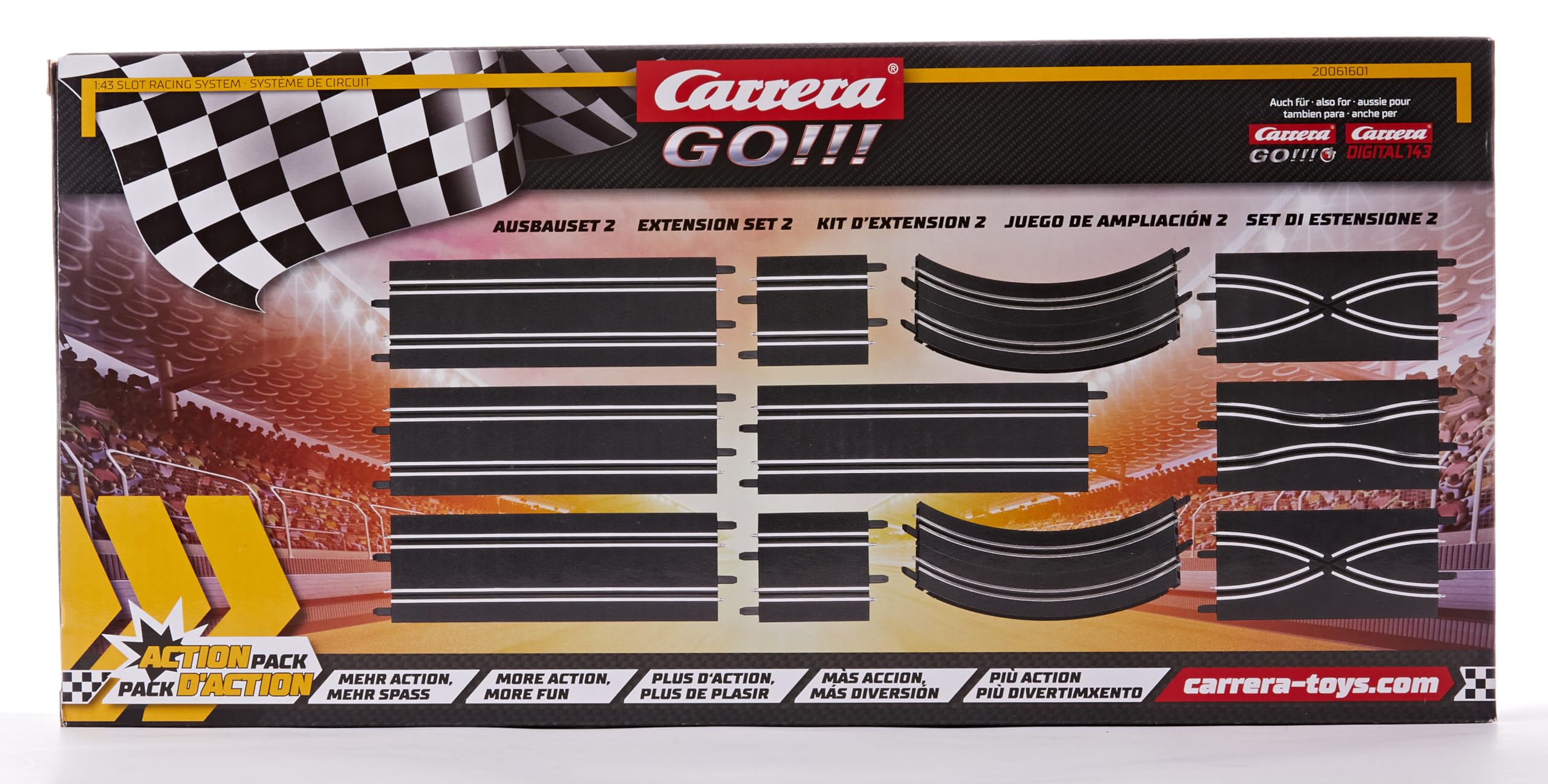 Carrera Go Extension Set #2-11Piece Track Expansion Accessory Pack - for Use with 1: 43 Scale Go & Digital143 Slot Car Racetrack Systems