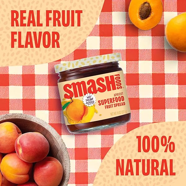 SMASH FOODS FRUIT JAM | SUBTLY SWEET KETO JAM MADE WITH UPCYCLED BERRIES AND OTHER SIMPLE INGREDIENTS | LOW-CALORIE, PALEO, SUPERFOOD FRUIT JAM NO SUGAR ADDED (APRICOT, 1 JAR)