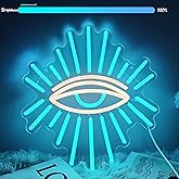 Evil Eyes Neon Signs for Wall Decor, Dimming LED Blue Goth Eyes Neon Signs, Bohemian Wall Decor Witchy Decor USB Neon Wall Signs for Bedroom Meditation Decor Charm Gift Unique Home Christmas Gift(11.8x13in)