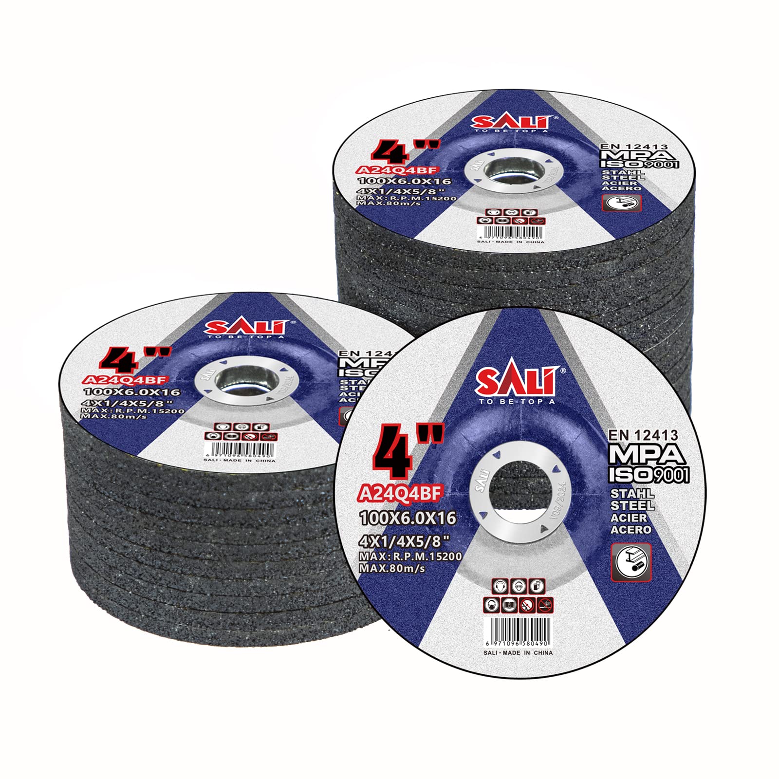 SALI 25-Pack 4.5 Inch Grinding Wheels - Aluminum Oxide Discs For Metal & Stainless Steel