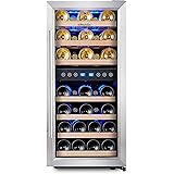 Phiestina Dual Zone Wine Cooler Refrigerator - 33 Bottle Free Standing Compressor Fridge and Chiller for Red and White Wines 