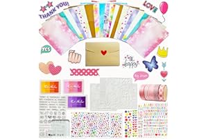 BOAJUNWU Card Making Supplies For Adults and Kids,Card Making Kits 28 Blank Greeting Cards and Envelopes with Supplies And Stamp Set- Giftable DIY Greeting Card Set- Happy Birthday Christmas Thank You
