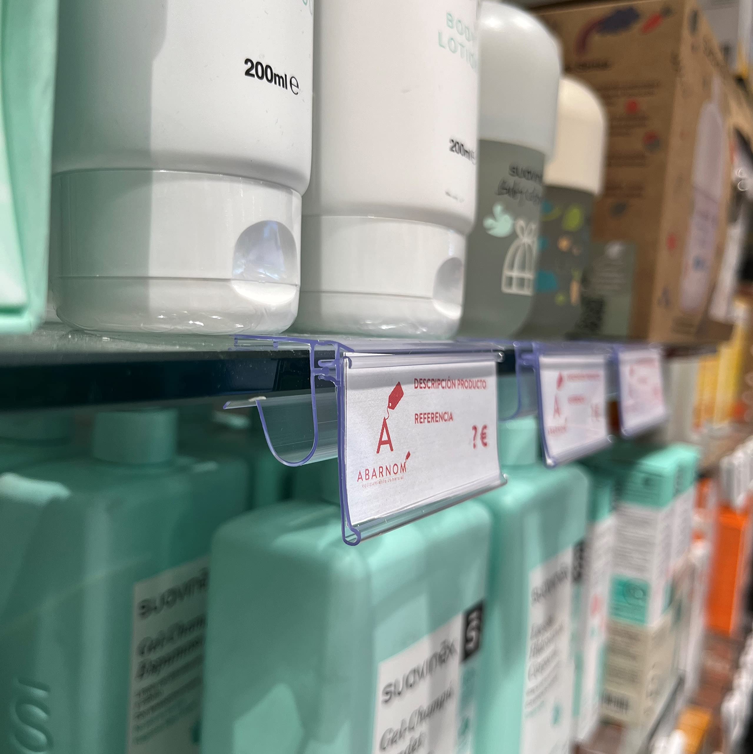 Kit 50 Glass Shelf Receivers Labels for Prices of 30x60 mm. Transparent. Label Holders for Bookmarks. Price Posters, Label Holder Price