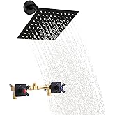 GUOYINDONG 2 Handle Shower Faucet Set, Matte Black Two Handle Shower Faucet Set 2 Knobs Wall Mounted, Shower Faucets Sets Complete