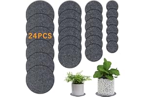 Anpuimult 24 PCS Absorbent Waterproof Plant Coasters mat,4 Size 4/6/ 8/10 Inch Reversible Round Fabric Plant Coasters and Plant Saucers for Indoors,Plant mat for Indoor Plants