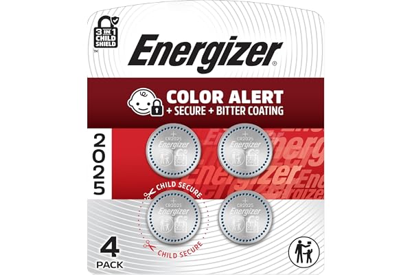 Energizer 2025 Batteries (4 Pack), 3V Lithium Coin Batteries