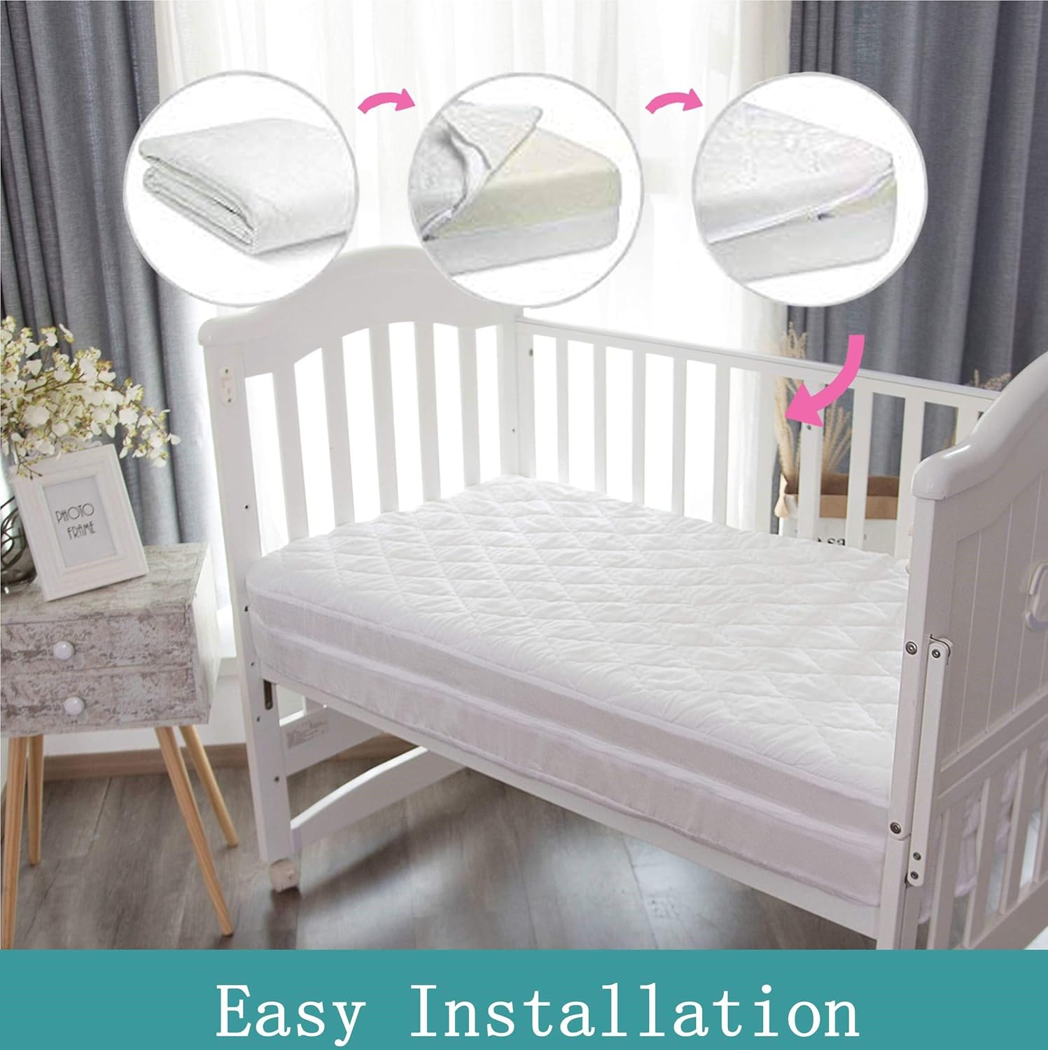 Zippered Crib Mattress Encasement | 100% Waterproof Crib Mattress Protector | Size 53X28in | Six Sides Dust Mite, Bed Bug Proof | Breathable Fully Encased Crib Mattress Cover for Toddler: Kitchen & Dining