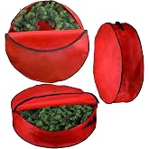 Iconikal 3-Pack Wreath Storage Bag with Handle 30-Inch Diameter Red | Zippered Christmas Holiday Garland Organizer Tear-Resistant Protective Bulk Pack
