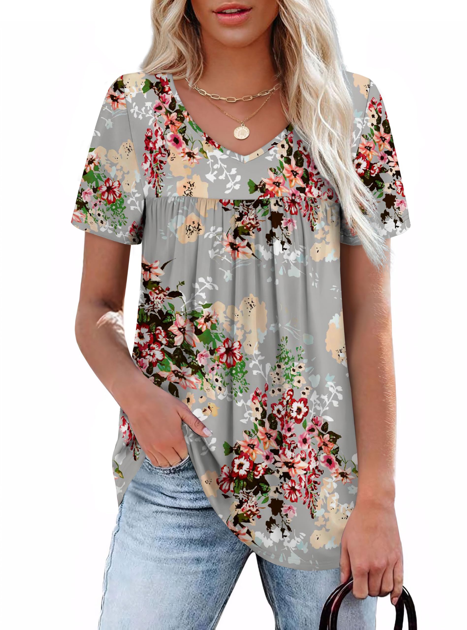 WEESO Womens Summer Tops 2025 Pleated Plus Size