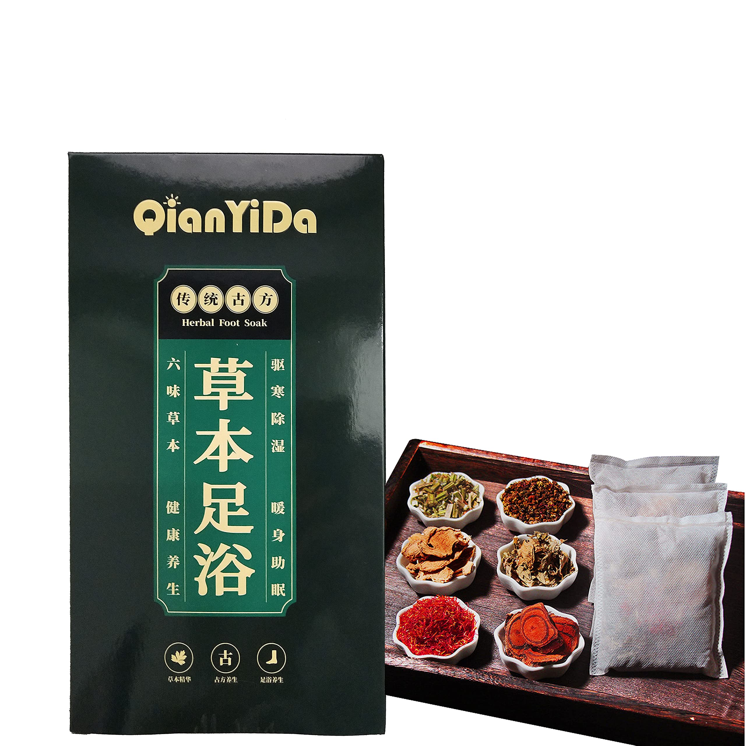 Natural Herb Foot Soak, Chinese Herb Foot Bath Botanicals for Foot Spa Relax Massage 10bags 纯中药材沐足 驱寒湿促循环 暖身放松 300g 花椒/鸡血藤/益母草/红花/老姜/艾草