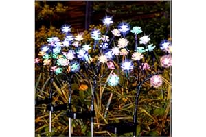 TONULAX Solar Garden Lights - Upgraded Landscape Tree Lights with Larger Solar Capacity, Decorative Light Outdoor for Pathway, Patio, Front Yard Decoration(4 Pack)